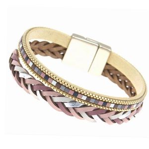 Embellished Multi-Row Magnetic Bracelet pastel pink tones